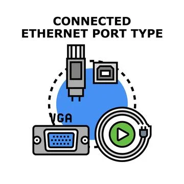 Computer connecting cables and ports concept illustration Stock Illustration