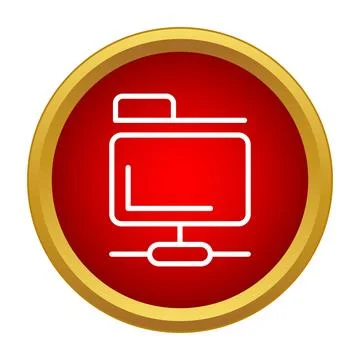 Computer connecting to a folder sharing network icon Stock Illustration