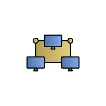 Computer, connection color gradient vector icon イラスト素材