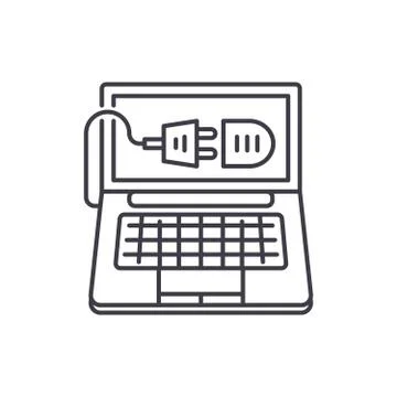 Computer connection line icon concept. Computer connection vector linear イラスト素材