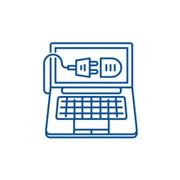 Computer connection line icon concept. Computer connection flat vector symbol Stock Illustration