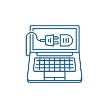 Computer connection line icon concept. Computer connection flat vector symbol Stock Illustration