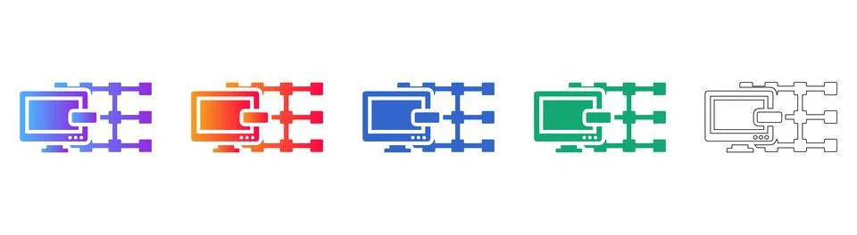 Computer Connectivity and Network Interface Icons Stock Illustration