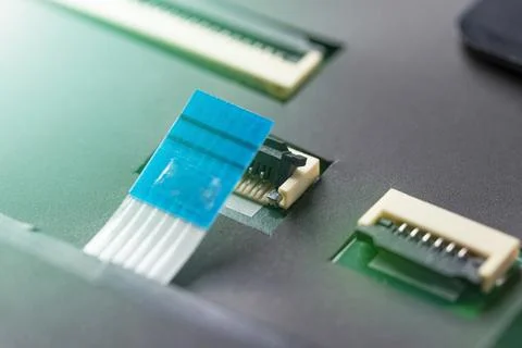 Computer connector and cable on the processor electronic board. 写真素材