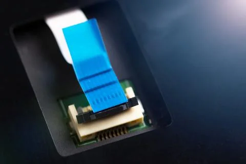 Computer connector and cable on the processor electronic board. 写真素材