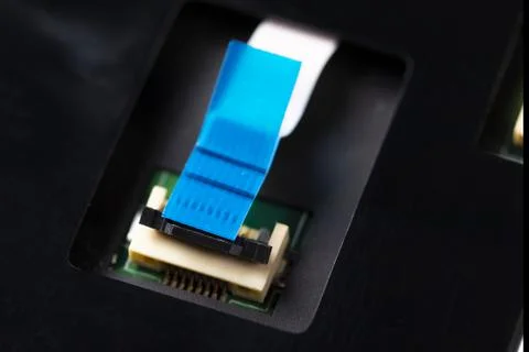 Computer connector and cable on the processor electronic board. 写真素材