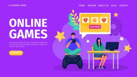 Computer console online game, vector illustration. Play with controller joystick Stock Illustration