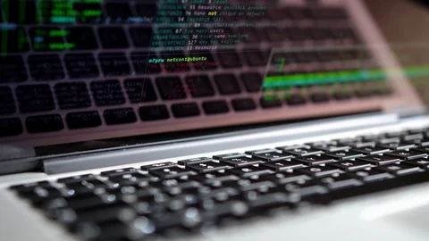 Computer Console Programming Hacking Code Displayed on Laptop Screen Stock Footage 106398737