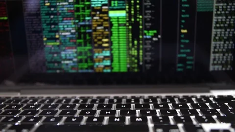 Computer Console Programming Hacking Code Displayed on Laptop Screen Stock Footage 106398823