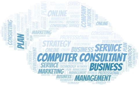Computer Consultant typography vector word cloud. Stock Illustration