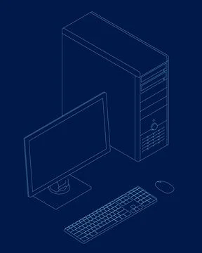 Computer contour technology icon. Isometric view. Vector illustration Ilustración de archivo