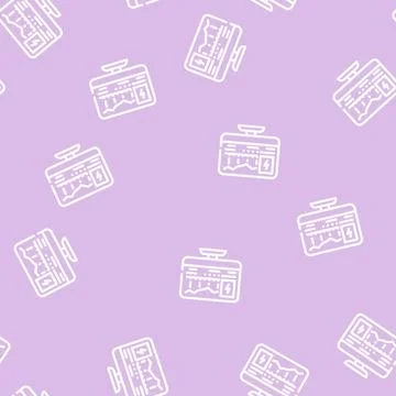 Computer control of electricity consumption line vector seamless pattern Stock Illustration