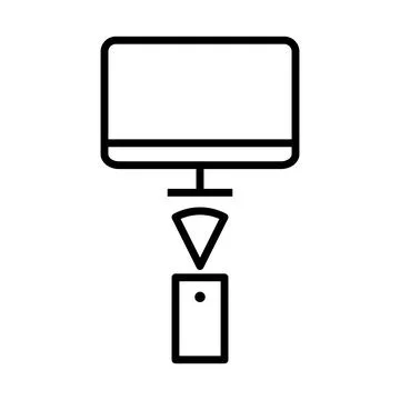 Computer control icon line isolated on white background. Black flat thin ic.. 스톡 일러스트