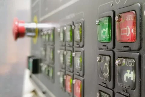 Computer control panel lathe with numerical control Stock Photos