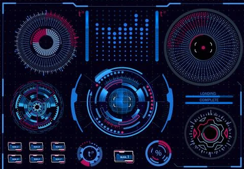 Computer control processes. Diagnostic stand. Virtual graphic interface, elec Stock Illustration