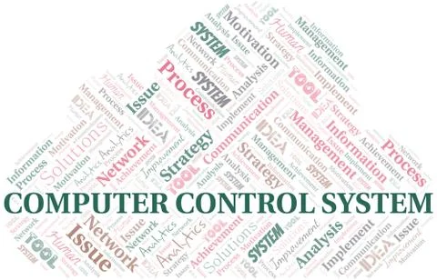 Computer Control System typography vector word cloud. Illustrazione stock