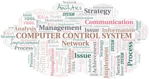 Computer Control System typography vector word cloud. Illustrazione stock