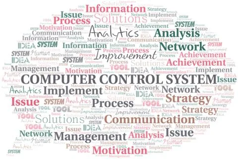 Computer Control System typography vector word cloud. Illustrazione stock