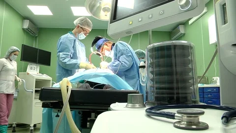 Computer controlled medical ventilator machine in the emergency room. Stock Footage 126935745