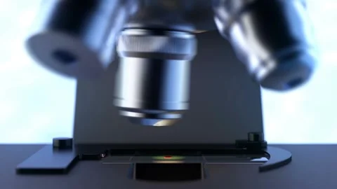 Computer controlled microscope inspecting a drop of blood 스톡 동영상 280060188