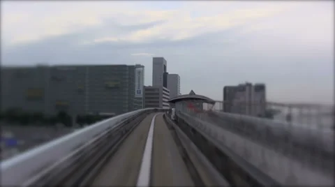 Computer controlled train time lapse tilt-shift Stock Footage 34935320
