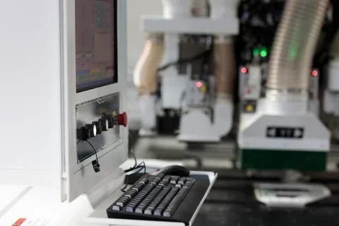 Computer controlled woodworking machine Stock Photos