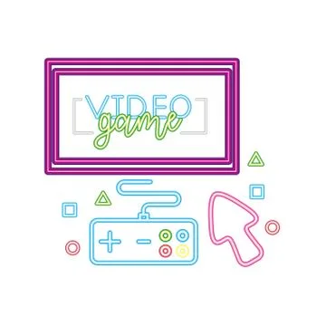 Computer controller arrow neon video game Illustrazione stock