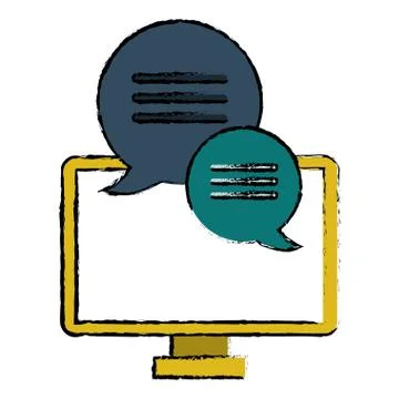 Computer conversation communication bubble speech sketch 스톡 일러스트