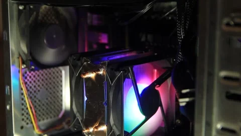 Computer cooler with backlight close-up Stock Footage 259707989