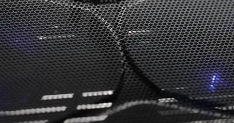 Computer cooler with blue LED light. Fan inside the computer Stock Footage 145020453