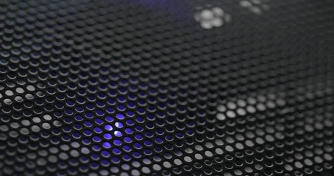Computer cooler with blue LED light. Fan inside the computer Stock Footage 145414751