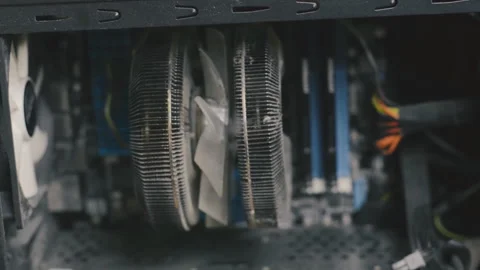 Computer cooler clogged with dust. Dirty air cooling system Stock Footage 316734864