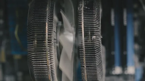 Computer cooler clogged with dust. Dirty air cooling system Stock Footage 316734949