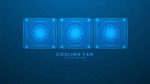 Computer cooler. Computer hardware cooling fan. Vector illustration with li.. Stock Illustration
