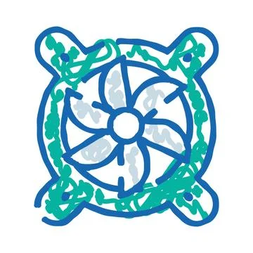 Computer cooler fan icon representing ventilation concept Illustration