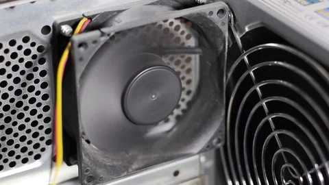 Computer cooler. Fan operation Stock Footage 86291380