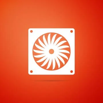 Computer cooler icon isolated on orange background. PC hardware fan. Flat d.. イラスト素材