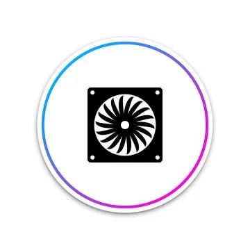 Computer cooler icon isolated on white background. PC hardware fan. Circle white 스톡 일러스트