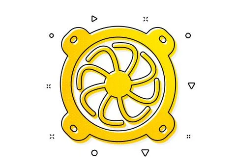 Computer cooler icon. PC fan component sign. Vector Stock Illustration