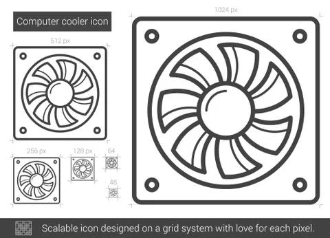 Computer cooler line icon Stock Illustration