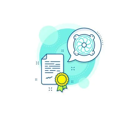 Computer cooler line icon. PC fan component sign. Vector Stock-Illustration