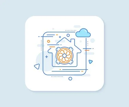 Computer cooler line icon. PC fan component sign. Vector Stock-Illustration