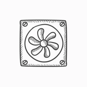 Computer cooler sketch icon Stock Illustration