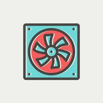Computer cooler thin line icon Stockillustratie