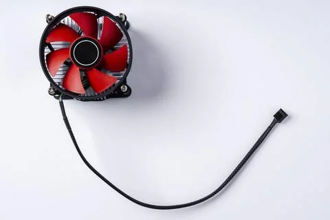 Computer cooler, top view of a computer processor cooler on a white backgroun 写真素材