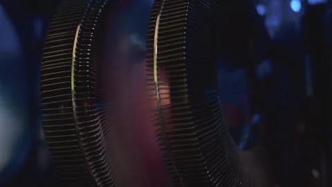 Computer cooler at work. LED backlight air cooling system Stock Footage 316734857