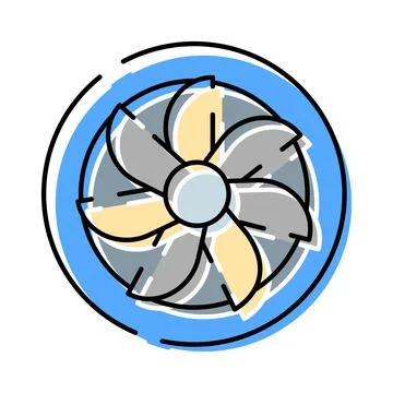 Computer cooling fan generating essential airflow technology Stock Illustration