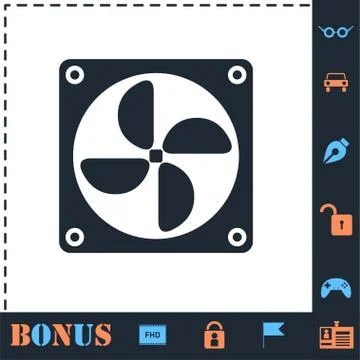 Computer cooling fan icon flat イラスト素材