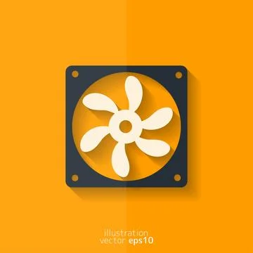 Computer cooling fan icon. Flat design. Stock Illustration