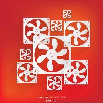 Computer cooling fan icon Illustrazione stock